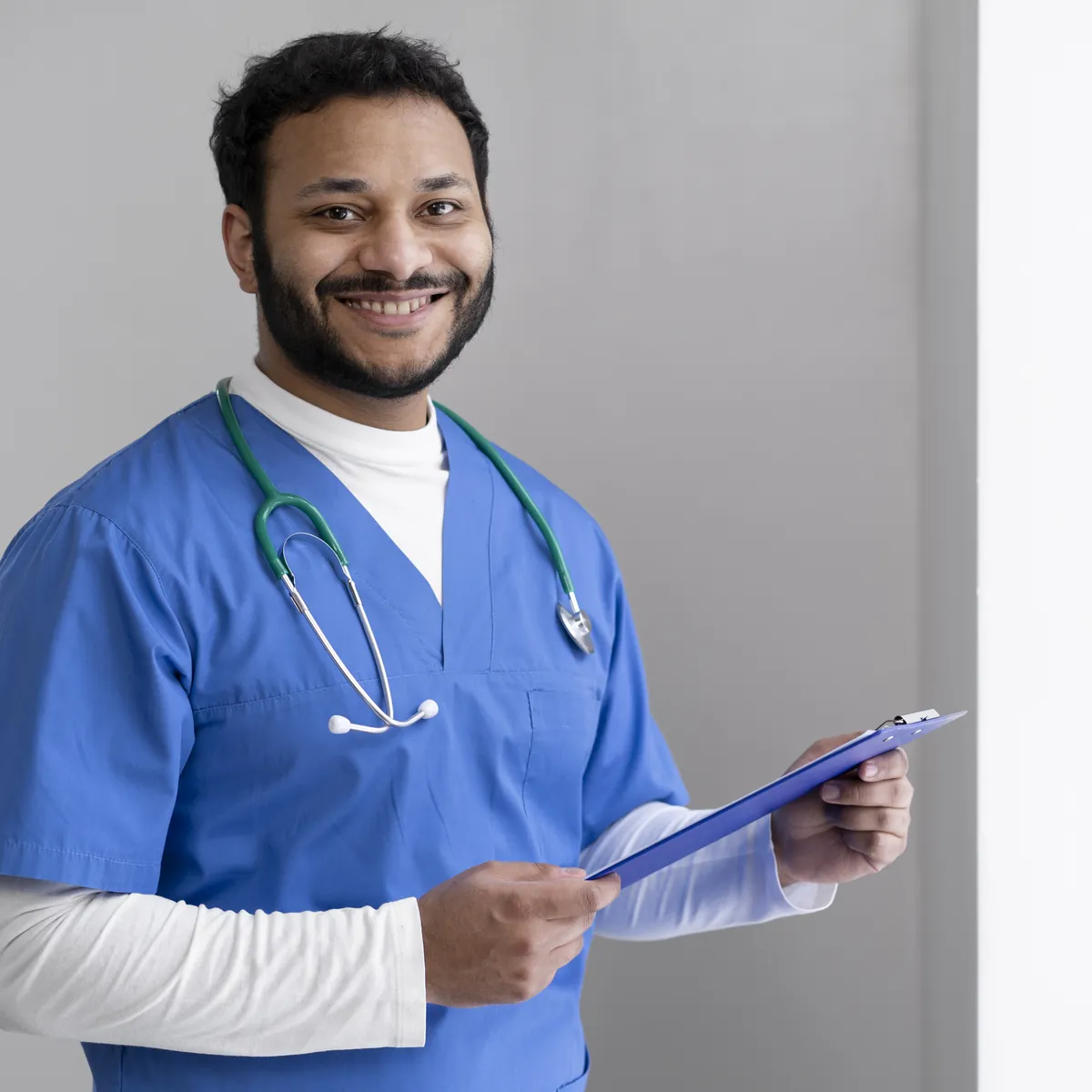 Healthcare professional preparing for consultation